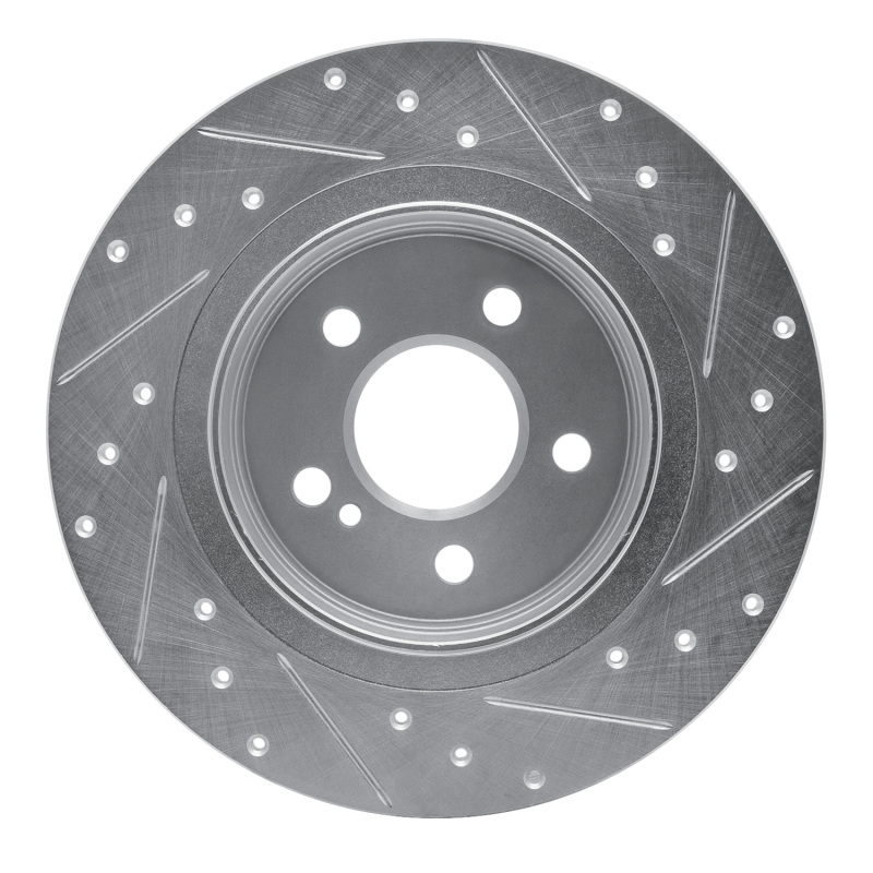 Mercedes-Benz C300 Brake Rotor (1) - Rear Left - R1 Concepts - Drilled & Slotted - Silver - `08-`15